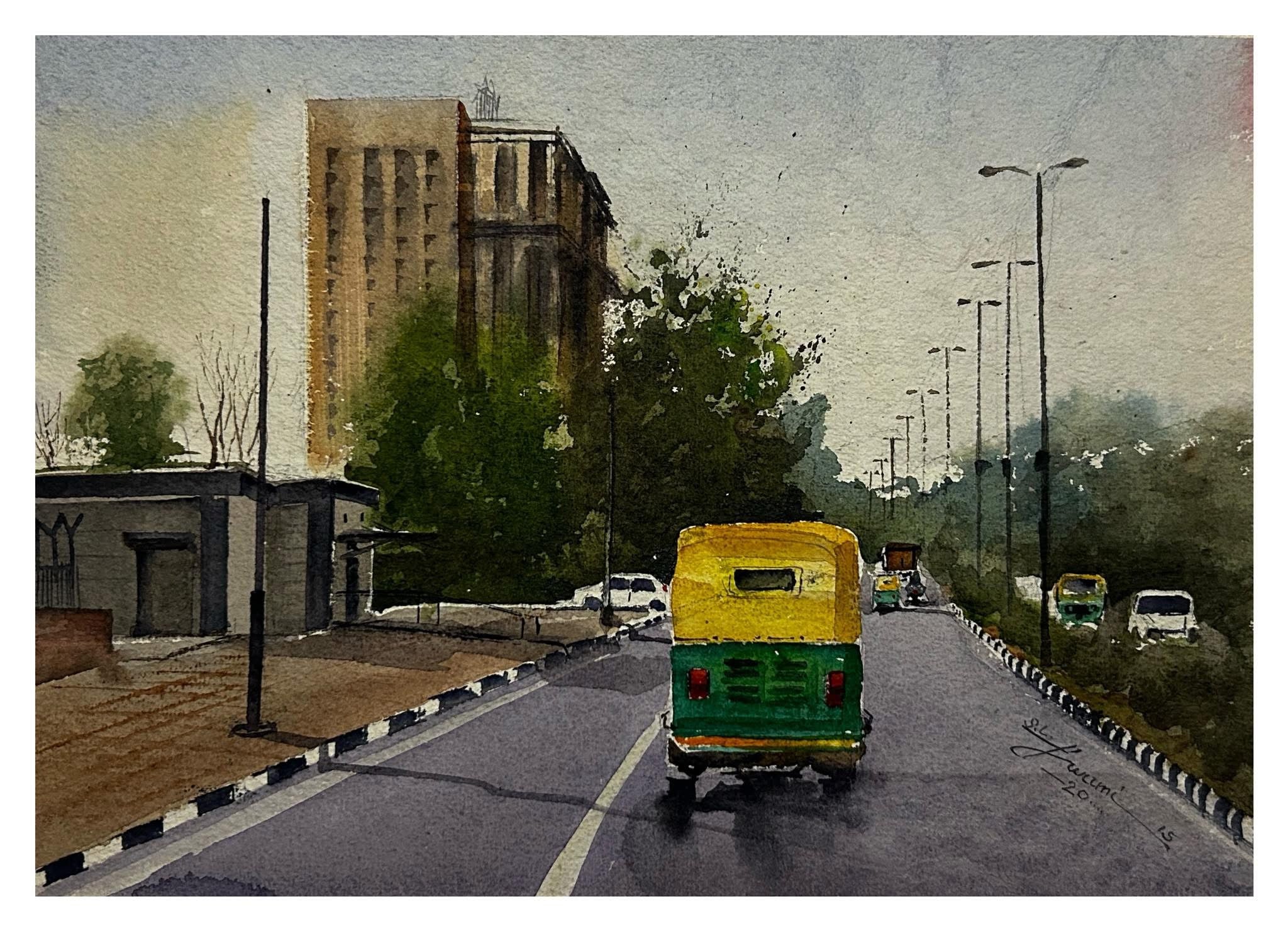 Watercolour cityscape